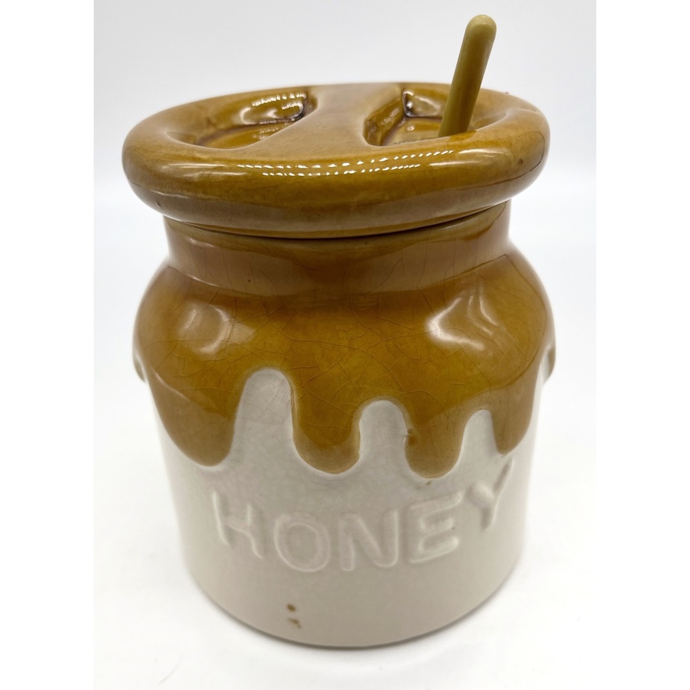 Vintage 1981 Teleflora Honeypot Canister Lid & Honey Stick